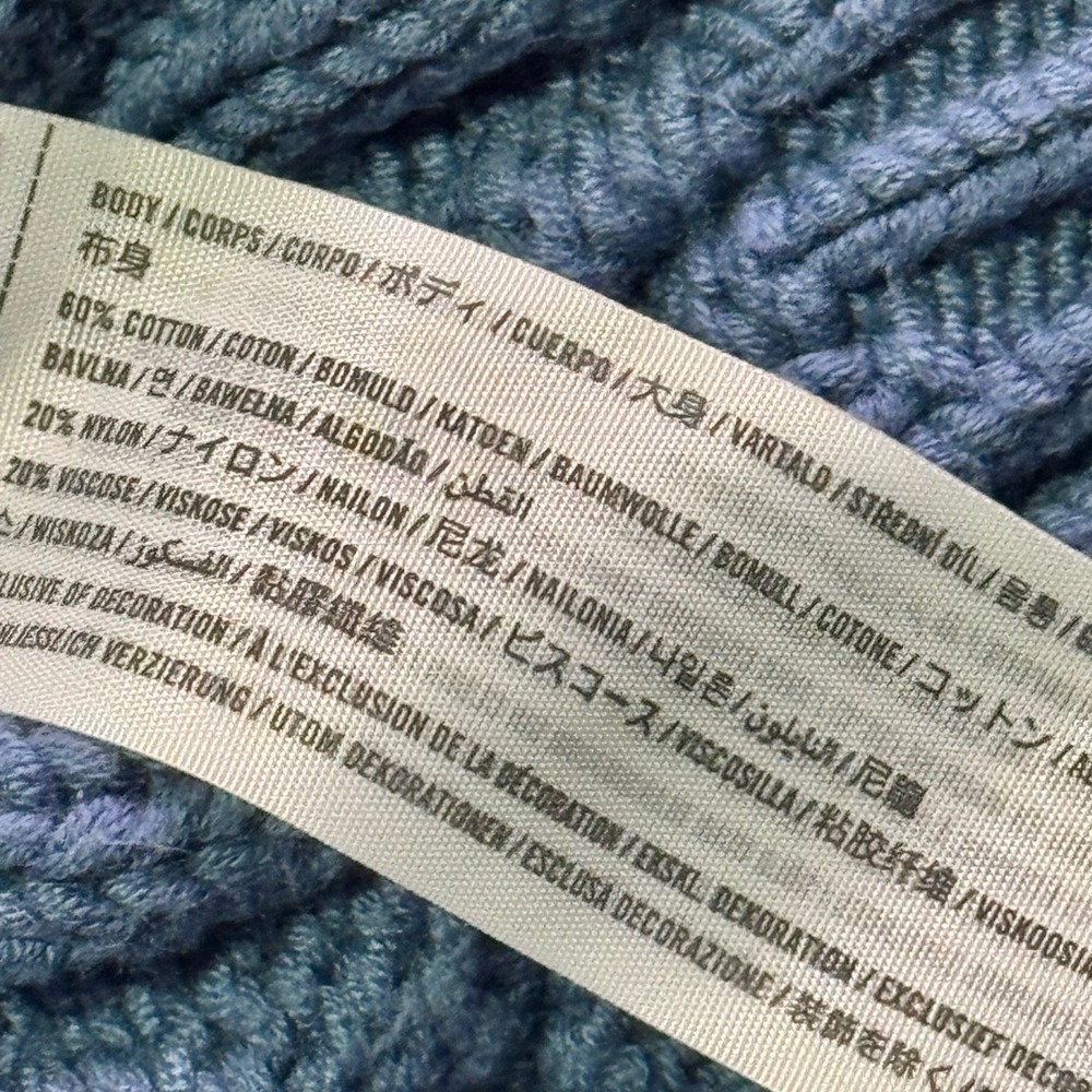 Abercrombie Fitch Blue Cable‎ Knit Crew Neck Cardigan Sweater Women's M - Picture 5 of 7